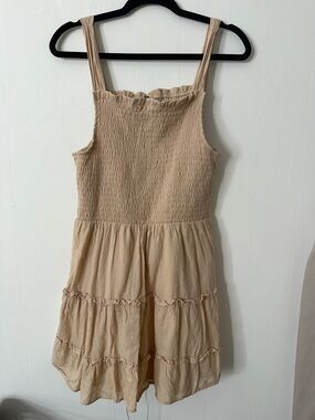 Wild Fable Neutral Beige Smocked Dress